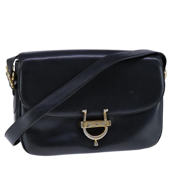 CELINE Shoulder Bag Leather Black Gold - Picture 1 of 16